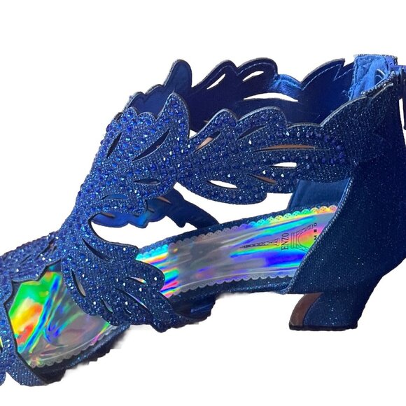 Womens Wedding Bridal Low Heel Glitter Rhinestone Dress Casual Sandal Shoes 11 - Picture 5 of 14